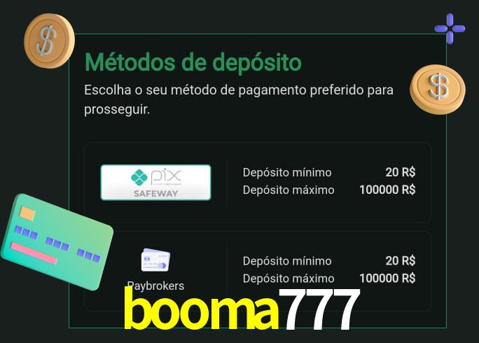 O cassino booma777 oferece uma grande variedade de métodos de pagamento